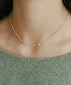 Sara Patino Jewelry Curved Bar Recycled Necklace - White Topaz Best Sellers