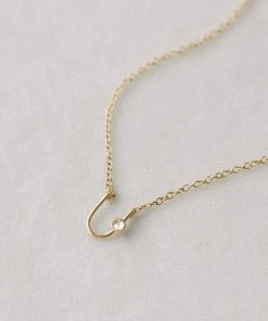 Sara Patino Jewelry Gold Lucky U Recycled Pendant Necklace - White Topaz