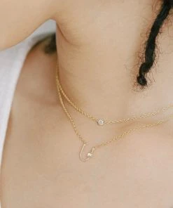 Sara Patino Jewelry Gold Lucky U Recycled Pendant Necklace - White Topaz