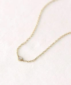 Sara Patino Jewelry Gold Tiny White Topaz Recycled Necklace Special Occasion