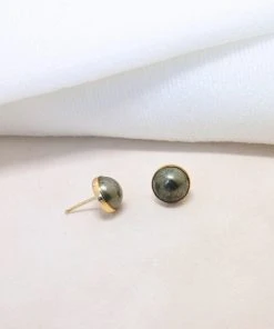 Sara Patino Jewelry Shadow Recycled Gold Earrings - Pyrite