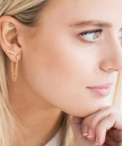 Sara Patino Jewelry Best Sellers Unity Recycled Gold Earrings - White Topaz