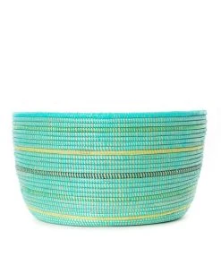 Swahili African Modern Seaside Stripe Knitting Basket