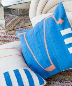 K-apostrophe Home Goods Serpents + Ladders Azul Wool Floor Pillow