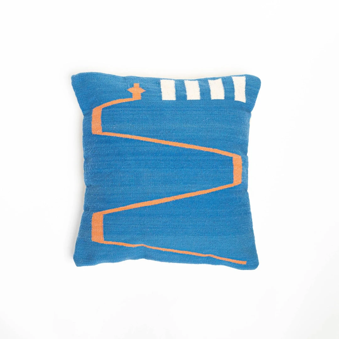 K-apostrophe Home Goods Serpents + Ladders Azul Wool Floor Pillow K-apostrophe Home Goods Serpents + Ladders Azul Wool Floor Pillow