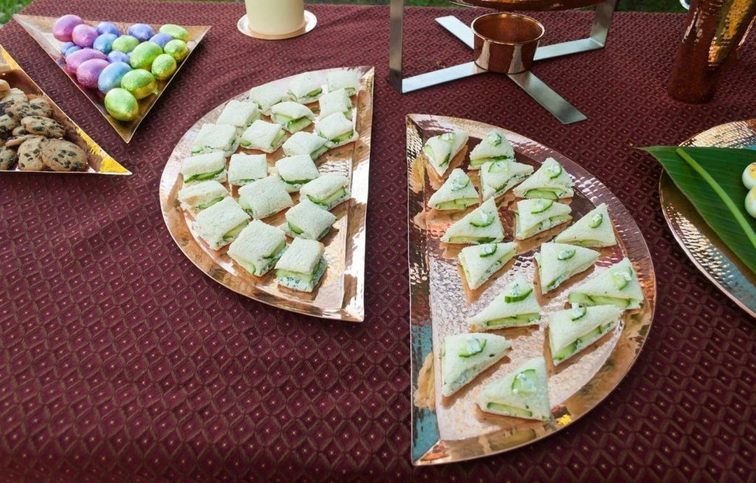 Sertodo Copper Kitchen + Dining Half Moon Recycled Copper Platter Set 2 Sertodo Copper Kitchen + Dining Half Moon Recycled Copper Platter Set