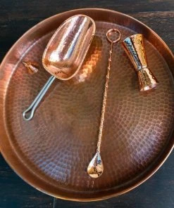 Sertodo Copper Kitchen + Dining Oyster Bar Cart Recycled Copper Tray