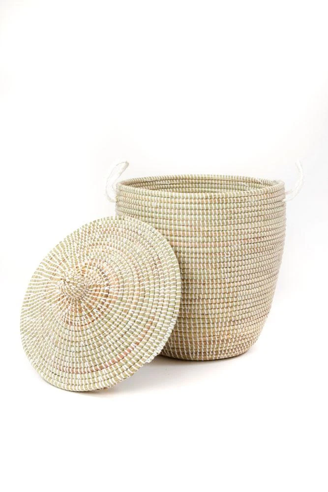 Swahili African Modern Home Goods Solid White Hamper Set Swahili African Modern Home Goods Solid White Hamper Set