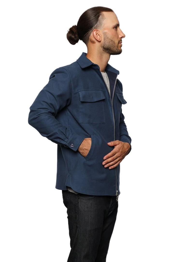 Signature Innovation Group Men's Double Zip Shirt Jacket - Blue Signature Innovation Group Men's Double Zip Shirt Jacket - Blue