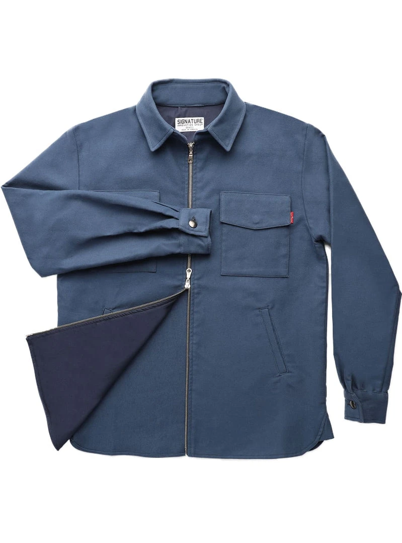 Signature Innovation Group Men's Double Zip Shirt Jacket - Blue Signature Innovation Group Men's Double Zip Shirt Jacket - Blue