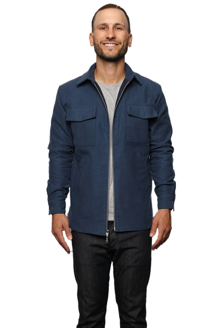 Signature Innovation Group Men's Double Zip Shirt Jacket - Blue Signature Innovation Group Men's Double Zip Shirt Jacket - Blue