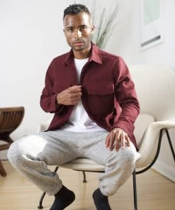 Signature Innovation Group Men's Double Zip Shirt Jacket - Maroon