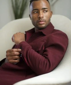 Signature Innovation Group Men's Double Zip Shirt Jacket - Maroon