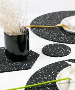 Slash Objects Hex Recycled Rubber Trivet Set - Speckled Black 6 Slash Objects Hex Recycled Rubber Trivet Set - Speckled Black