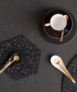 Slash Objects Hex Recycled Rubber Trivet Set - Speckled Black 5 Slash Objects Hex Recycled Rubber Trivet Set - Speckled Black