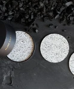 Slash Objects Round Recycled Rubber Coaster Set - Gris