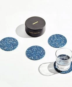Slash Objects Round Recycled Rubber Coaster Set - Royal