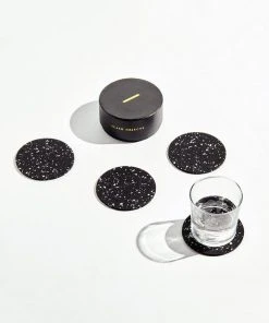 Slash Objects Best Sellers Round Recycled Rubber Coaster Set - Speckled Black
