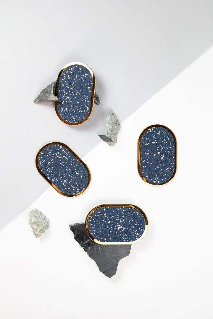 Slash Objects Ring Recycled Rubber Coaster Set - Royal Slash Objects Ring Recycled Rubber Coaster Set - Royal