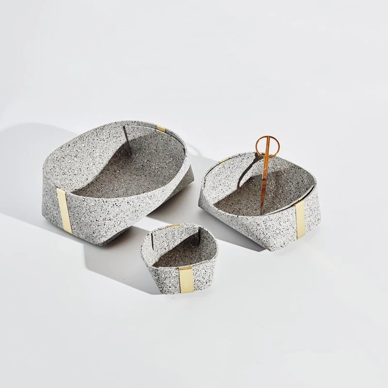Slash Objects Recycled Rubber + Brass Basket Set - Gris Slash Objects Recycled Rubber + Brass Basket Set - Gris