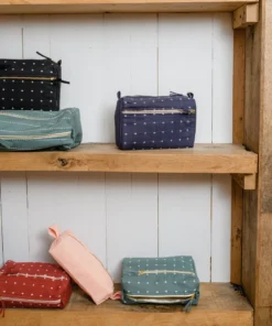 Anchal Accessories Small Grid Stitch Toiletry Bag