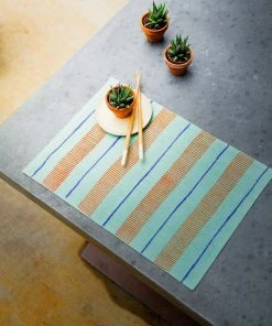 Soil To Studio Arundhati Linen Placemats - Tiffany Blue Kitchen + Dining