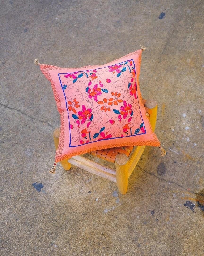 Soil To Studio Teejan Linen Throw Pillow Cover - Bright Pink Soil To Studio Teejan Linen Throw Pillow Cover - Bright Pink