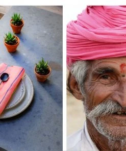 Soil To Studio Kitchen + Dining Zeenat Linen Napkin Set - Flamingo Pink