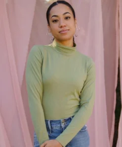 Mien Sol Mock Neck Long Sleeve Top