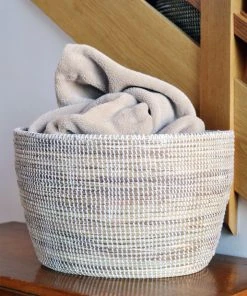 Swahili African Modern Solid White Knitting Basket Home Goods 2 Swahili African Modern Solid White Knitting Basket Home Goods