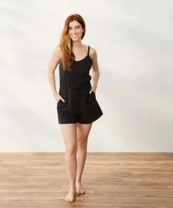 Coyuchi Solstice Short Romper - Deep Graphite