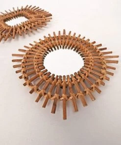 Casa Amarosa Home Goods Square Spike Rattan Mirror