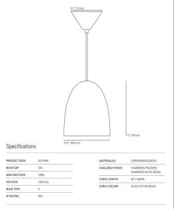 Ameico Stanley Large Pendant Light - Copper Lighting