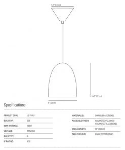 Ameico Stanley Medium Pendant Light - Copper Lighting