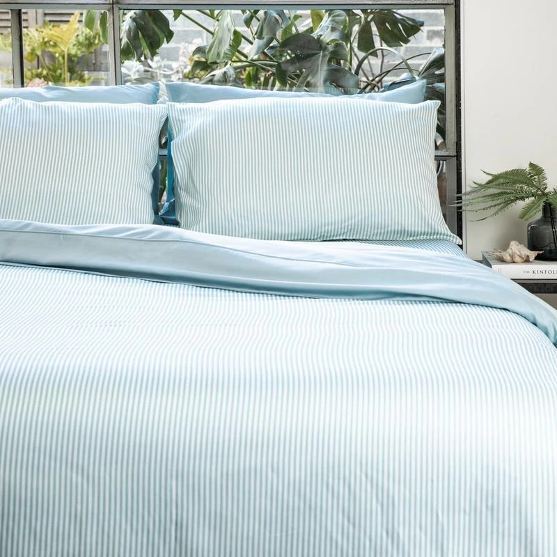 Ettitude Bamboo Sateen Duvet Cover- Starlight Blue Stripes Ettitude Bamboo Sateen Duvet Cover- Starlight Blue Stripes