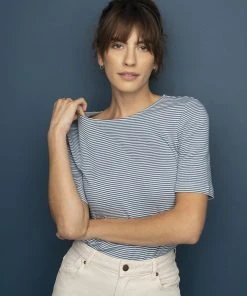 Synergy Organic Clothing Sale Striped Column Tee - Teal