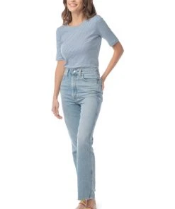 Synergy Organic Clothing Sale Striped Column Tee - Teal