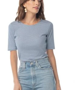 Synergy Organic Clothing Sale Striped Column Tee - Teal