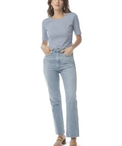 Synergy Organic Clothing Sale Striped Column Tee - Teal