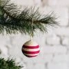 Azizi Life Striped Woven Ball Ornament - Pink BIPOC Owned