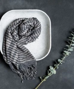 Studio Variously Carbon Checks Merino Wool Scarf  Accessories