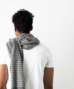 Studio Variously Carbon Checks Merino Wool Scarf  Accessories