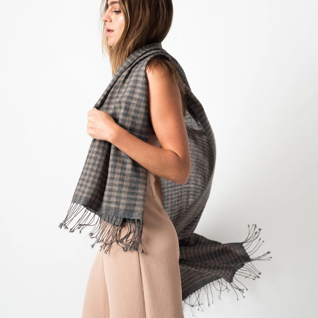Studio Variously Fawn Checks Merino Scarf Studio Variously Fawn Checks Merino Scarf