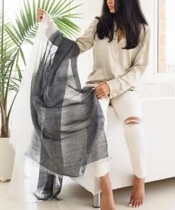 Studio Variously Granite Linen Scarf