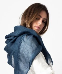 Studio Variously Midnight Blue Linen Scarf Accessories 5 Studio Variously Midnight Blue Linen Scarf Accessories