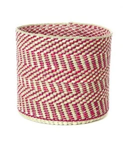 Swahili African Modern Berry And Natural Maila Milulu Reed Basket