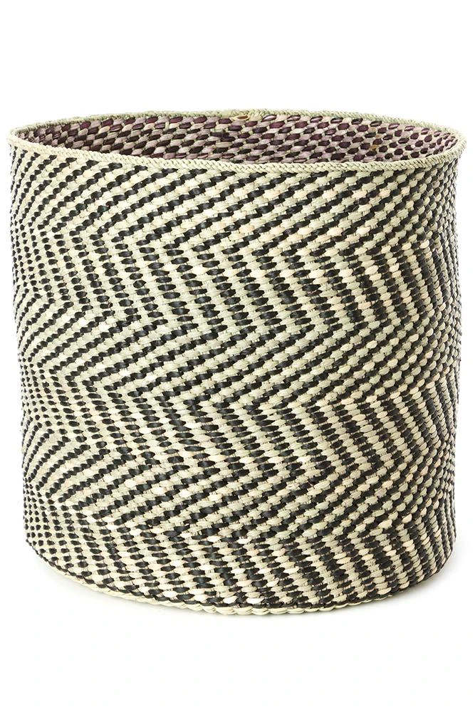 Swahili African Modern Black And Natural Maila Milulu Reed Basket Home Goods Swahili African Modern Black And Natural Maila Milulu Reed Basket Home Goods