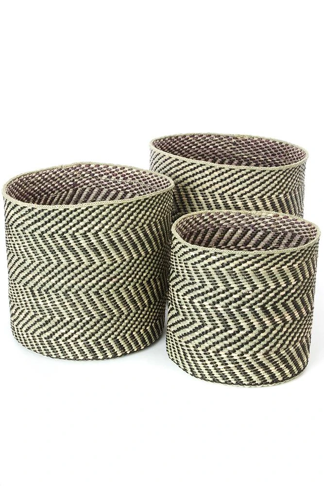 Swahili African Modern Black And Natural Maila Milulu Reed Basket Home Goods Swahili African Modern Black And Natural Maila Milulu Reed Basket Home Goods