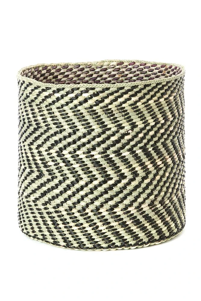 Swahili African Modern Black And Natural Maila Milulu Reed Basket Home Goods Swahili African Modern Black And Natural Maila Milulu Reed Basket Home Goods