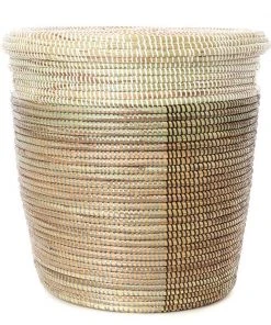 Swahili African Modern Black, Silver & White Half & Half Flat Lid Basket Home Goods